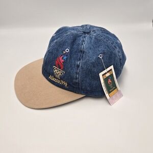 1996 Atlanta Olympics Vintage Retro Starter Hat Buckle Adjustable Strap Denim
